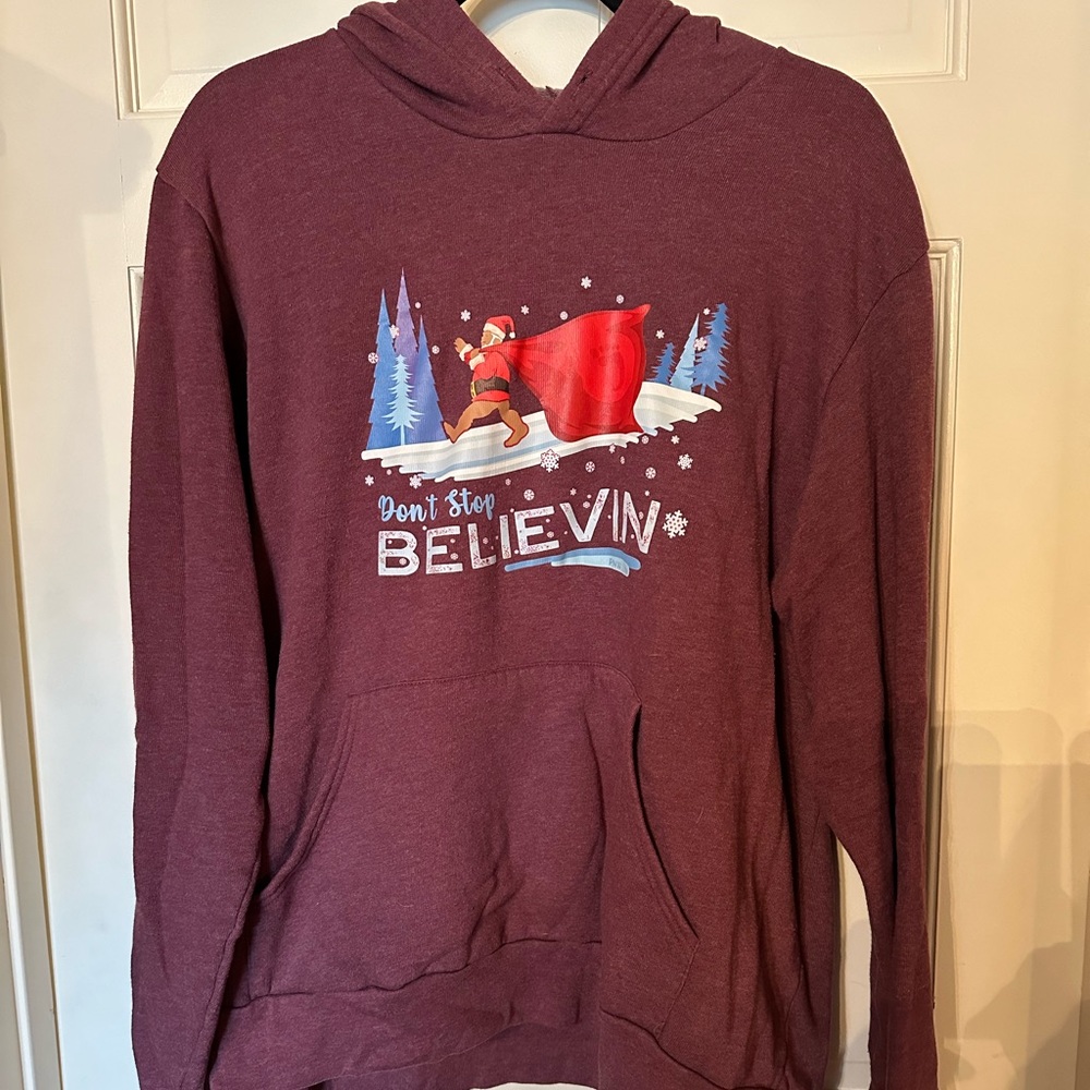 Bigfoot Christmas hoodie sweatshirt, size XL, very soft and cozy